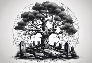 Tree with tombstones tattoo idea