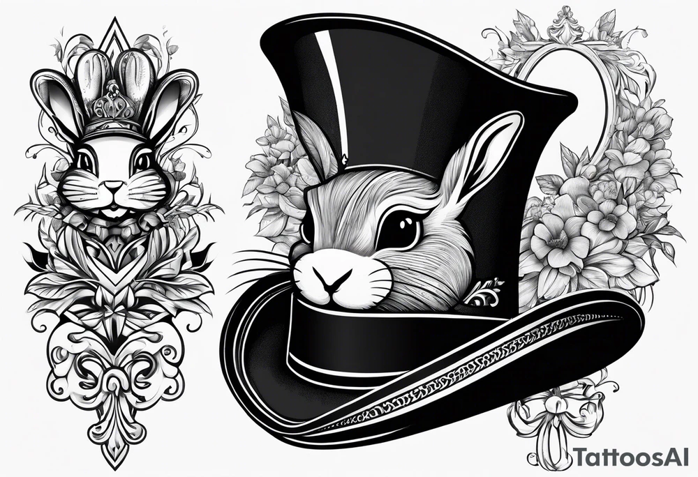 Top hat and rabbit tattoo idea