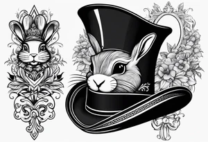 Top hat and rabbit tattoo idea