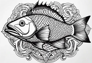 scale pattern with fish tattoo idea