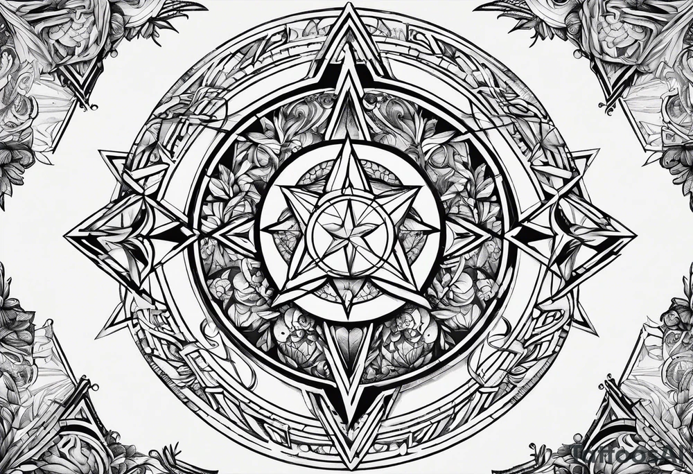 Pagan style tattoo circles triangles words symbols tattoo idea