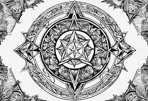 Pagan style tattoo circles triangles words symbols tattoo idea