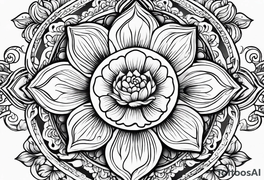 Hippy Buddhist feminine floral tattoo idea