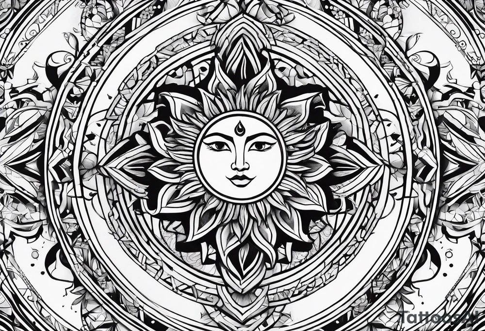 line sun tattoo idea