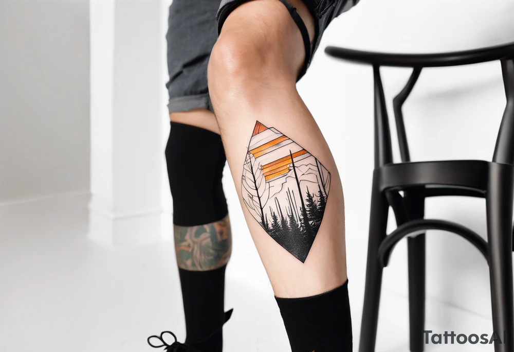 knee tattoo in fall color masculine tattoo idea