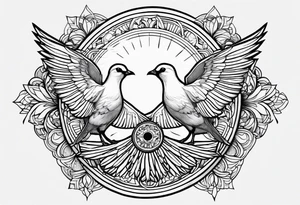 2 doves compas sun tattoo idea