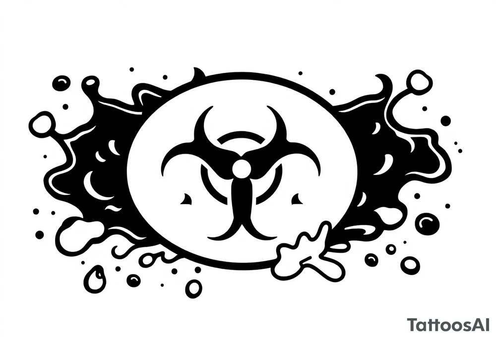 Contagion sign with toxic spill behind tattoo idea