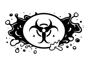 Contagion sign with toxic spill behind tattoo idea