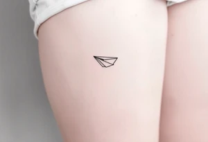 Line tattoo scene with paper plane, play symbol, pause symbol, stop symbol, rewind symbol, mental health awareness tattoo idea