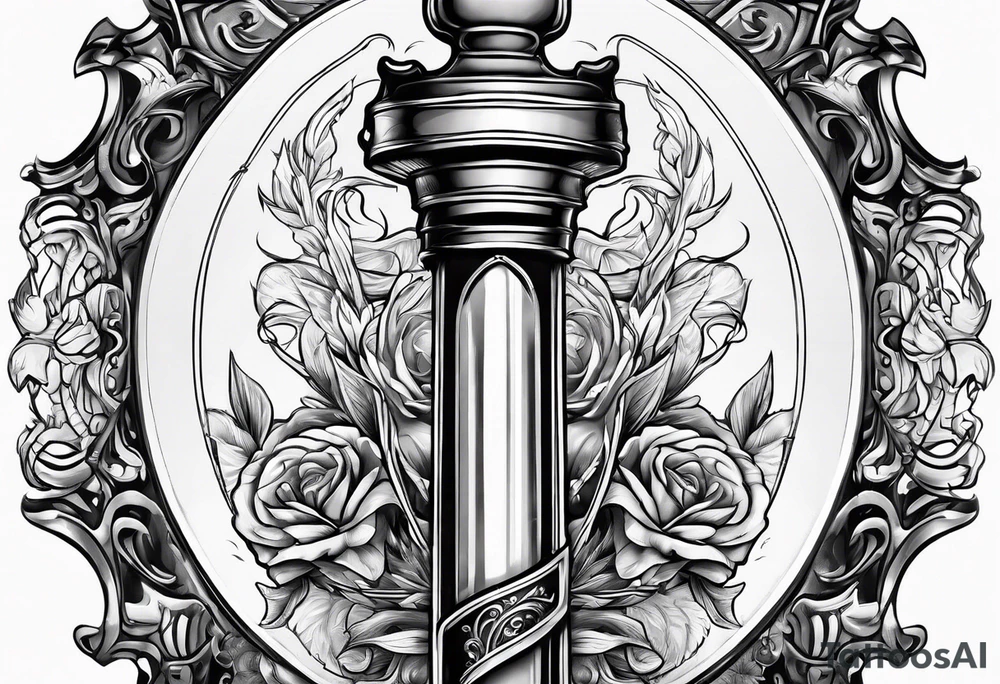 Dagger with hourglass inside tattoo idea