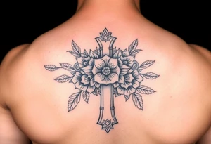 Floral cross tattoo idea