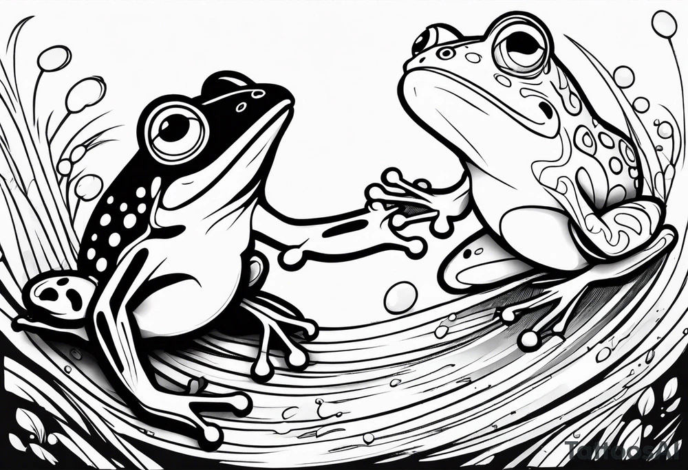 Frog battle, illustrative tattoo idea