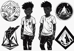 Adventurous black boy who is playful and has zero fear and ready to tackle the world tattoo idea