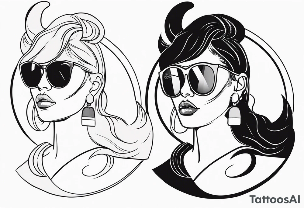 woman with big titts and a capricorn with sunglasses tattoo idea