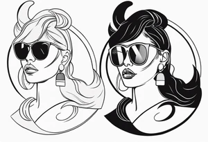 woman with big titts and a capricorn with sunglasses tattoo idea