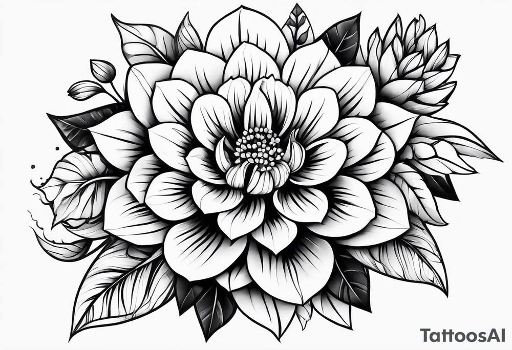 geometric, flowers, leaves tattoo idea