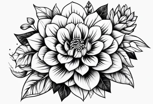 geometric, flowers, leaves tattoo idea