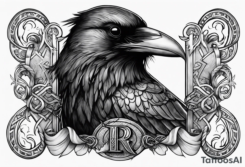 Viking Raven with smoke and the word 337 tattoo idea