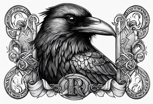 Viking Raven with smoke and the word 337 tattoo idea