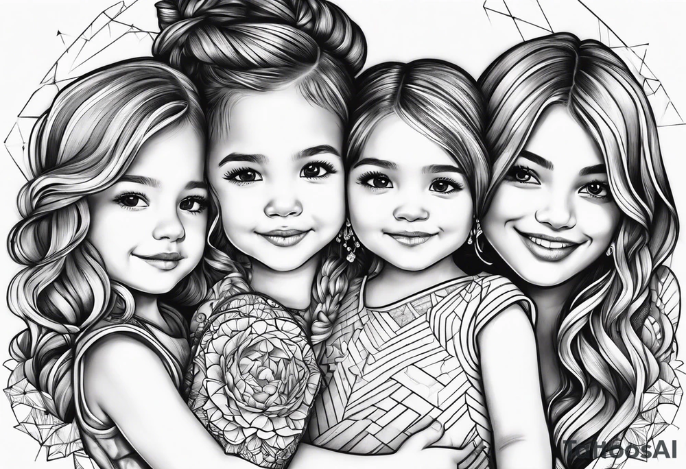 2 little girls, 1 little boy, 1 dad tattoo idea