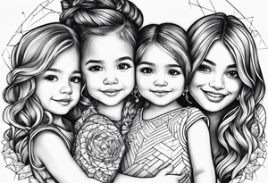 2 little girls, 1 little boy, 1 dad tattoo idea
