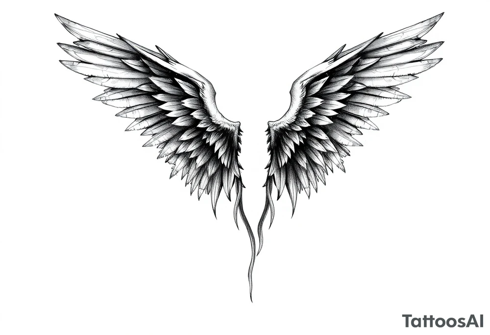 Long Angelwings tattoo idea