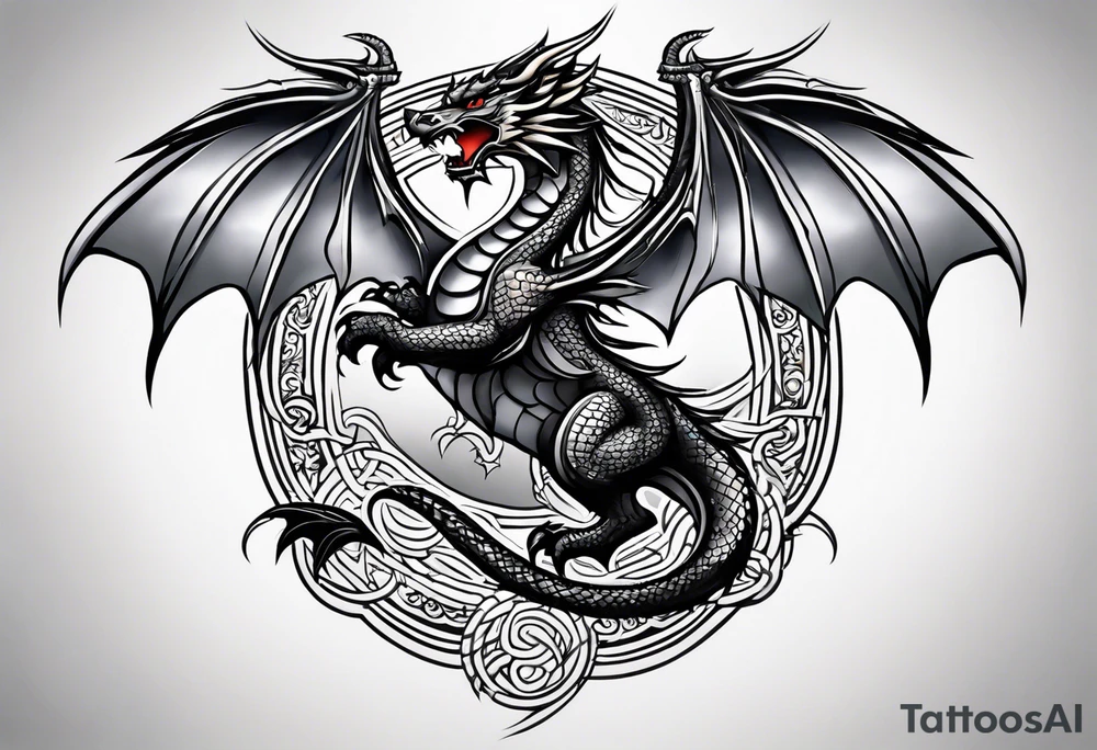 Standing Welsh dragon tattoo idea