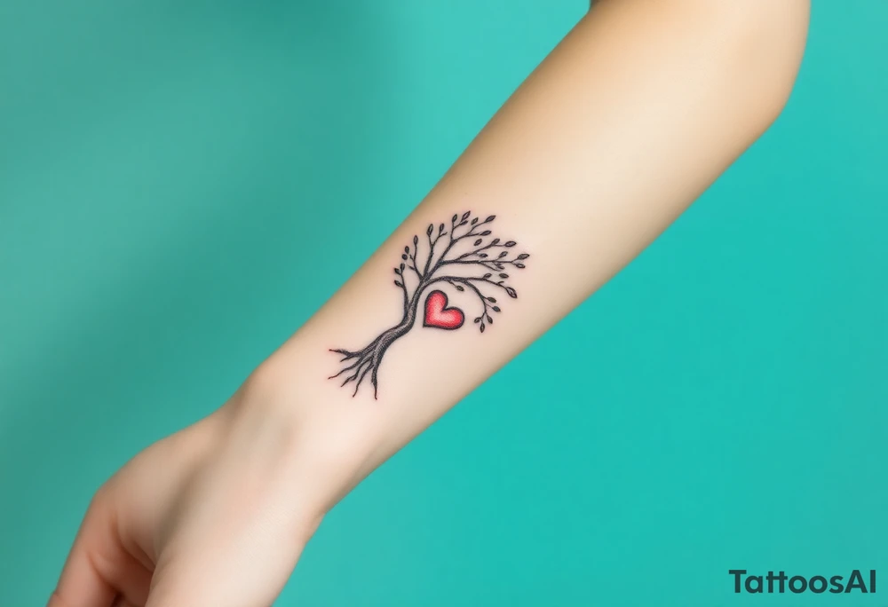 Linden Tree with a heart carved in the trunk tattoo idea