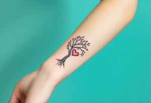 Linden Tree with a heart carved in the trunk tattoo idea