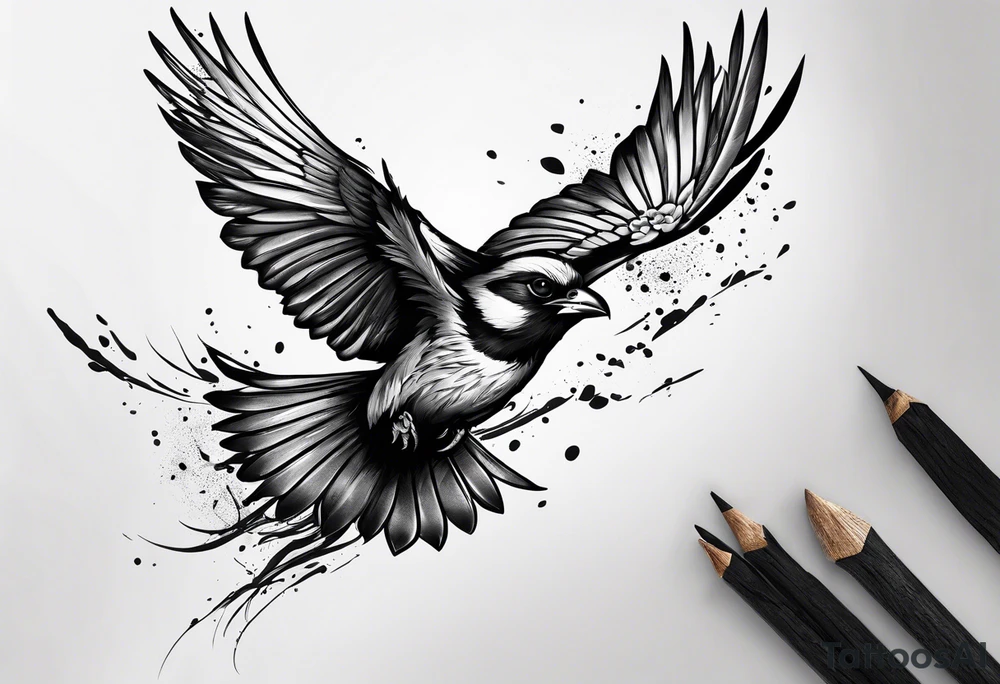 bird flying tattoo idea