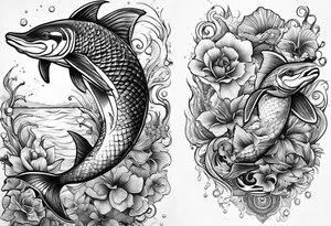 matching 2 separate tattoos . Water related. Marine life tattoo idea