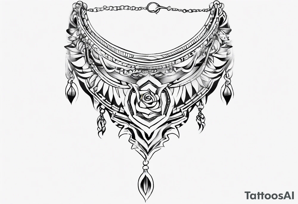 Ankle bracelet tattoo with feminine style and larger in the centre. Show on higher ankle tattoo idea