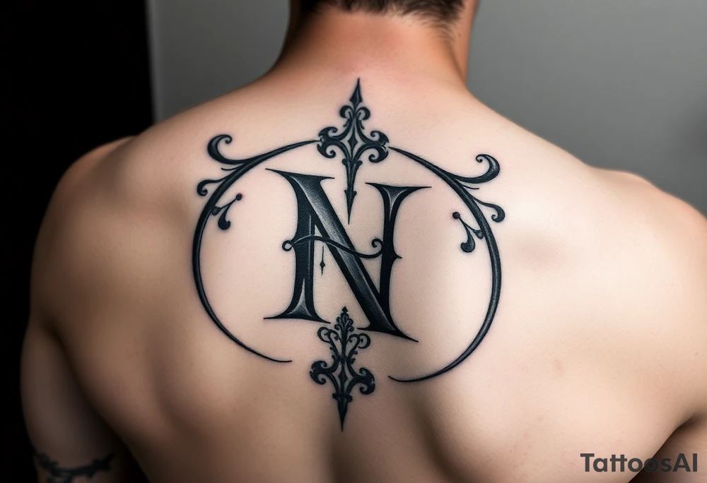 give me a tattoo idea of the letter N with a 100$ tattoo idea