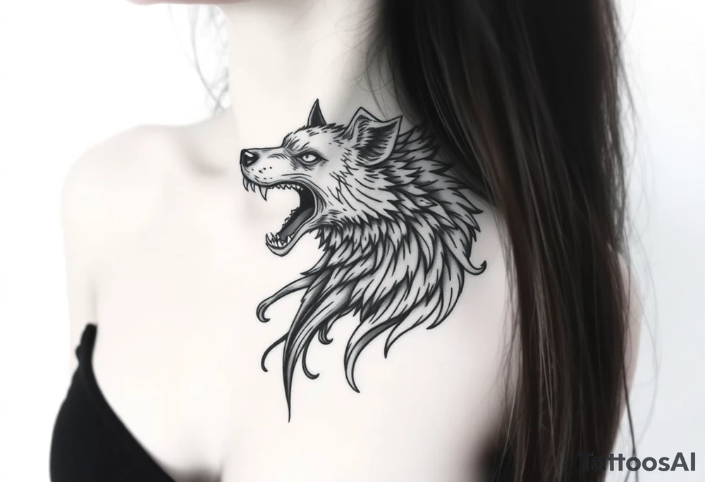 A  sheepwolf snarling as a mystical creature tattoo idea