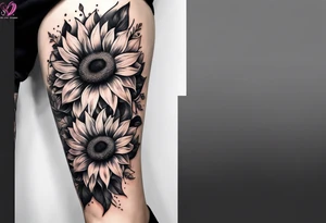 Sunflower leg sleeve tattoo idea
