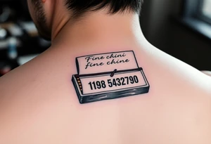 Matchbook with phone number on inside with the words “fine china” as the signature tattoo idea