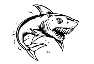 Masculine strong shark flowing tattoo idea