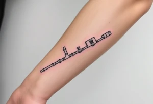 long System of pipes that transitions and transforms into veins of forearm tattoo idea