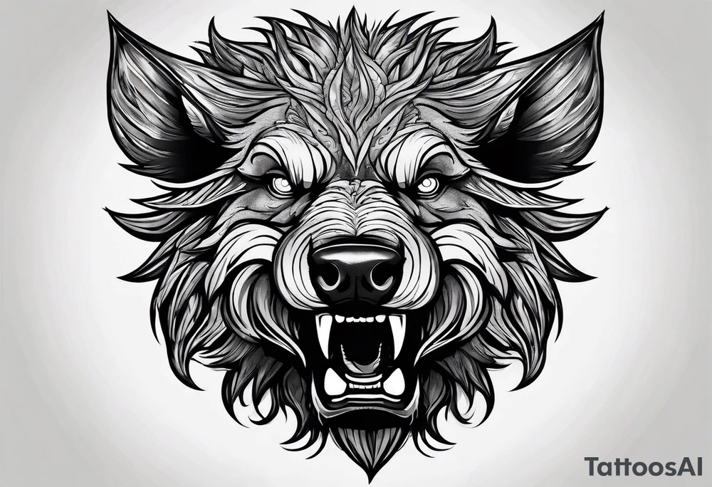 angry boar front tattoo idea