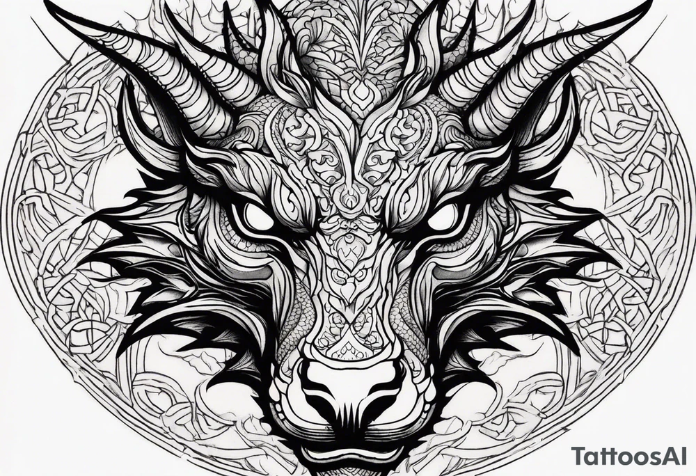 Dragon head facing front tattoo idea