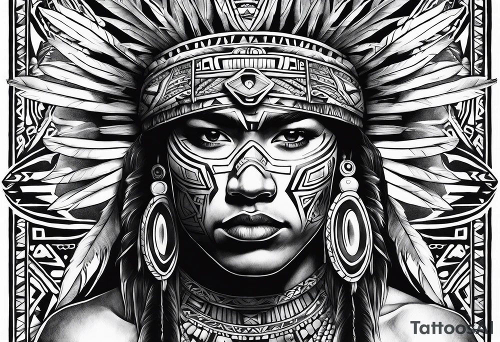 Tohono Oʼodham Aztec tribe tattoo idea