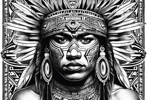 Tohono Oʼodham Aztec tribe tattoo idea