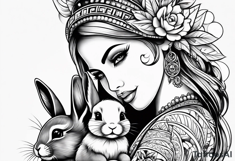 Mum and baby bunny tattoo idea