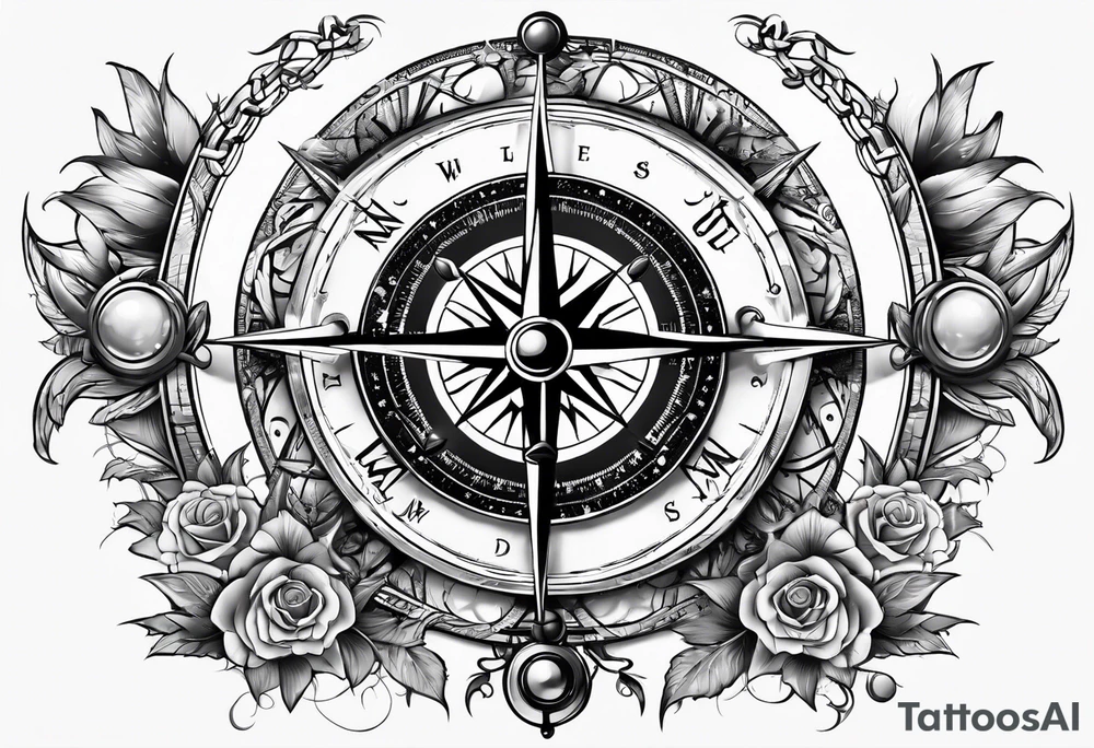 compass with broken chain for inner forearm tattoo idea