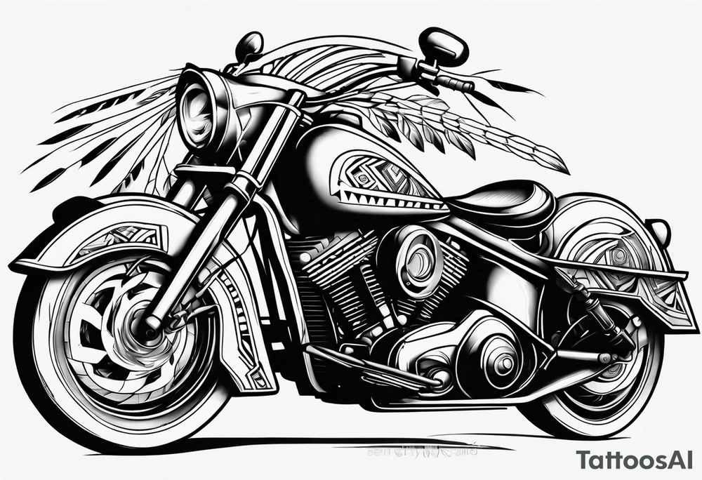 Native american on motorcycle tattoo idea