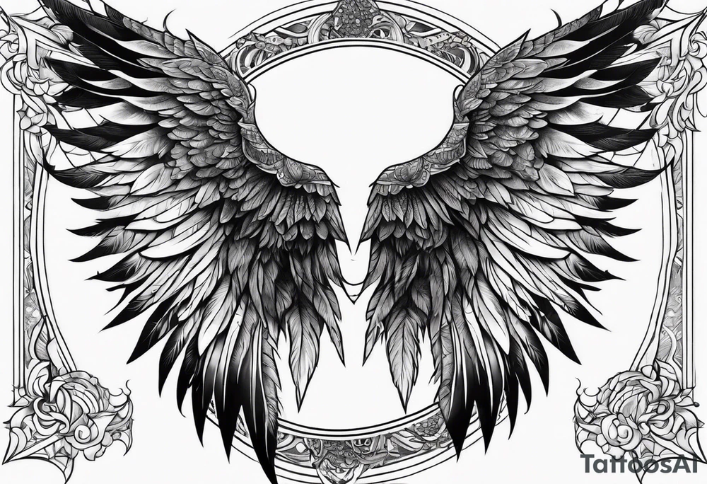 half angel half death wings open tattoo idea