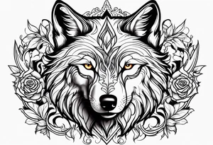 Wolf from flames from rose tattoo idea