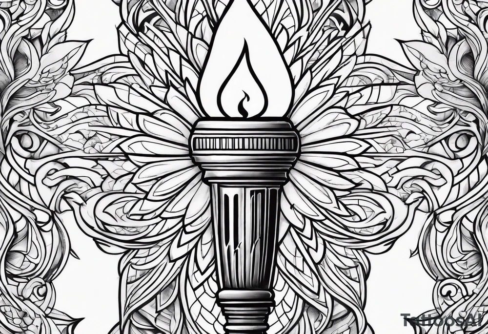 Torch and flames tattoo idea