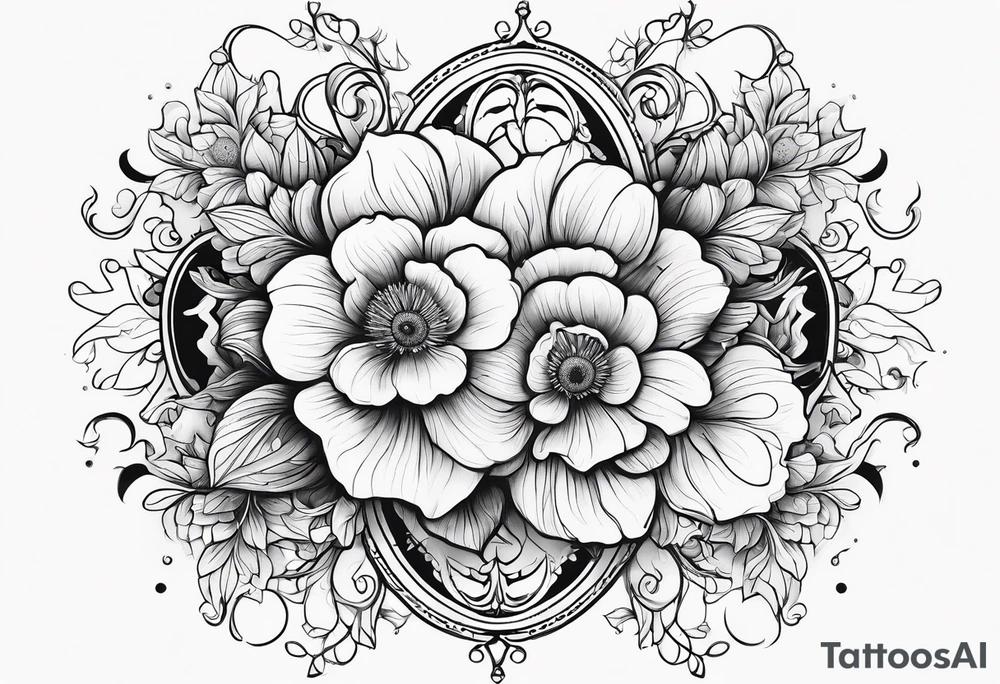 Cosmic space flowers tattoo idea