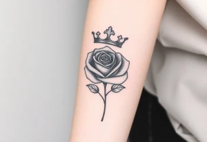 A rose with a large kings 
crown on-top of it tattoo idea